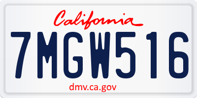 CA license plate 7MGW516