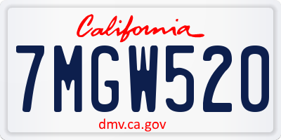 CA license plate 7MGW520