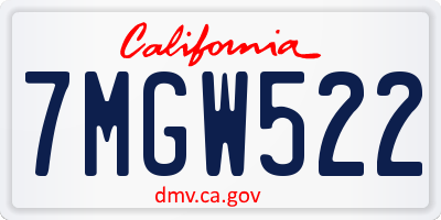 CA license plate 7MGW522
