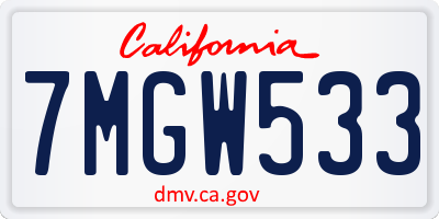CA license plate 7MGW533
