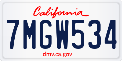 CA license plate 7MGW534