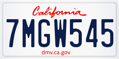 CA license plate 7MGW545