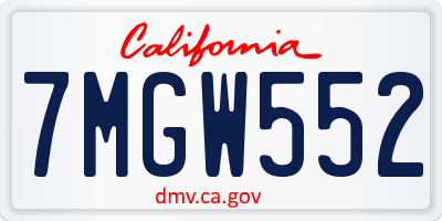 CA license plate 7MGW552