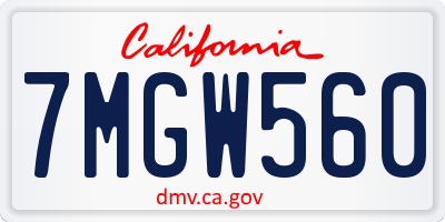 CA license plate 7MGW560