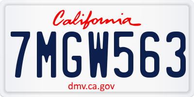 CA license plate 7MGW563