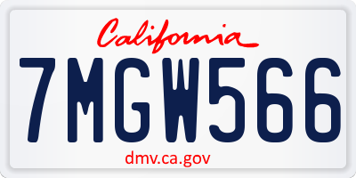 CA license plate 7MGW566