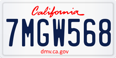 CA license plate 7MGW568