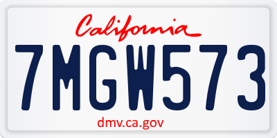 CA license plate 7MGW573