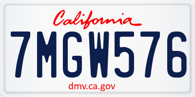 CA license plate 7MGW576