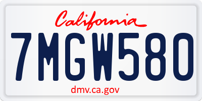 CA license plate 7MGW580