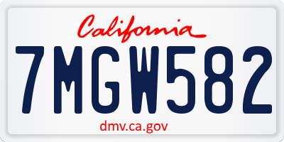 CA license plate 7MGW582