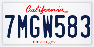 CA license plate 7MGW583