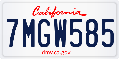 CA license plate 7MGW585