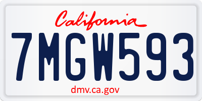 CA license plate 7MGW593