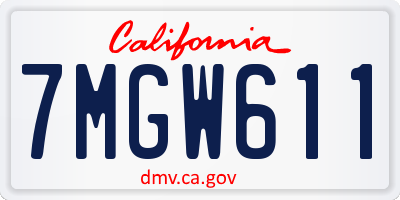 CA license plate 7MGW611