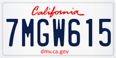 CA license plate 7MGW615
