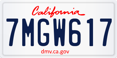 CA license plate 7MGW617