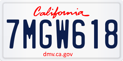 CA license plate 7MGW618