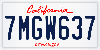 CA license plate 7MGW637