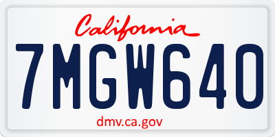 CA license plate 7MGW640