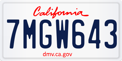 CA license plate 7MGW643