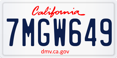 CA license plate 7MGW649