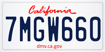 CA license plate 7MGW660