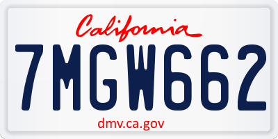 CA license plate 7MGW662