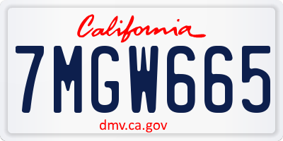 CA license plate 7MGW665