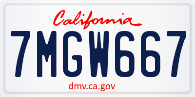 CA license plate 7MGW667