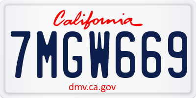 CA license plate 7MGW669