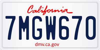 CA license plate 7MGW670