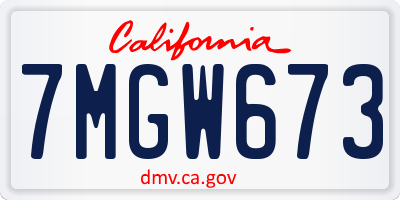 CA license plate 7MGW673
