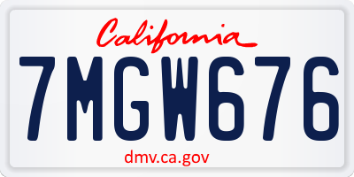 CA license plate 7MGW676