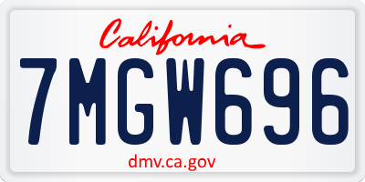 CA license plate 7MGW696