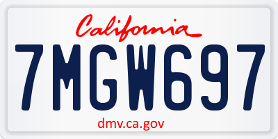 CA license plate 7MGW697