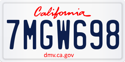 CA license plate 7MGW698