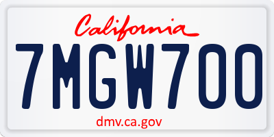 CA license plate 7MGW700