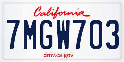 CA license plate 7MGW703