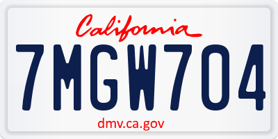 CA license plate 7MGW704