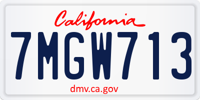 CA license plate 7MGW713