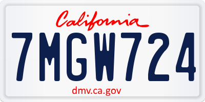 CA license plate 7MGW724