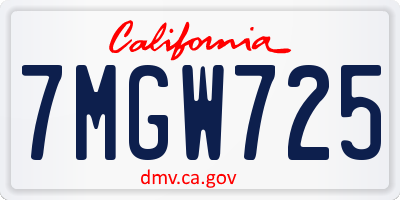 CA license plate 7MGW725