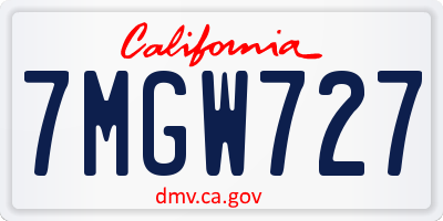CA license plate 7MGW727