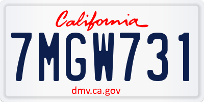 CA license plate 7MGW731