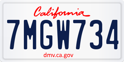 CA license plate 7MGW734