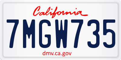 CA license plate 7MGW735