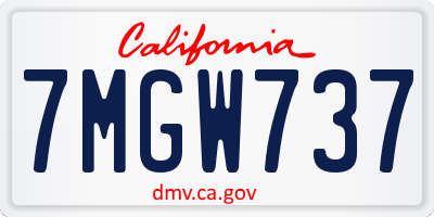 CA license plate 7MGW737