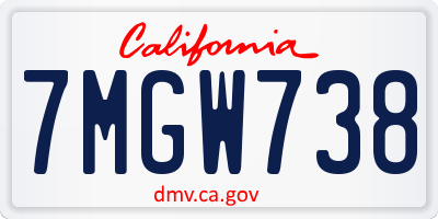 CA license plate 7MGW738