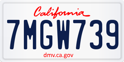 CA license plate 7MGW739